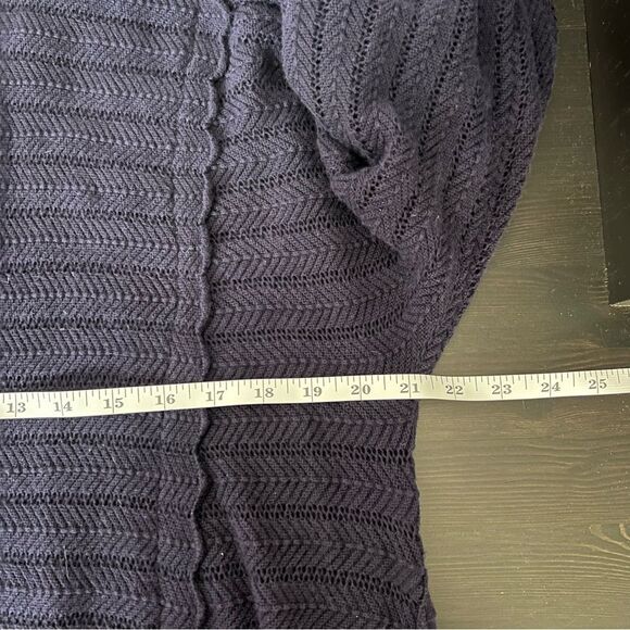 Anthropologie Guinevere Cardigan Sweater M Deep Blue Long Line Knit Open Front - Picture 13 of 14